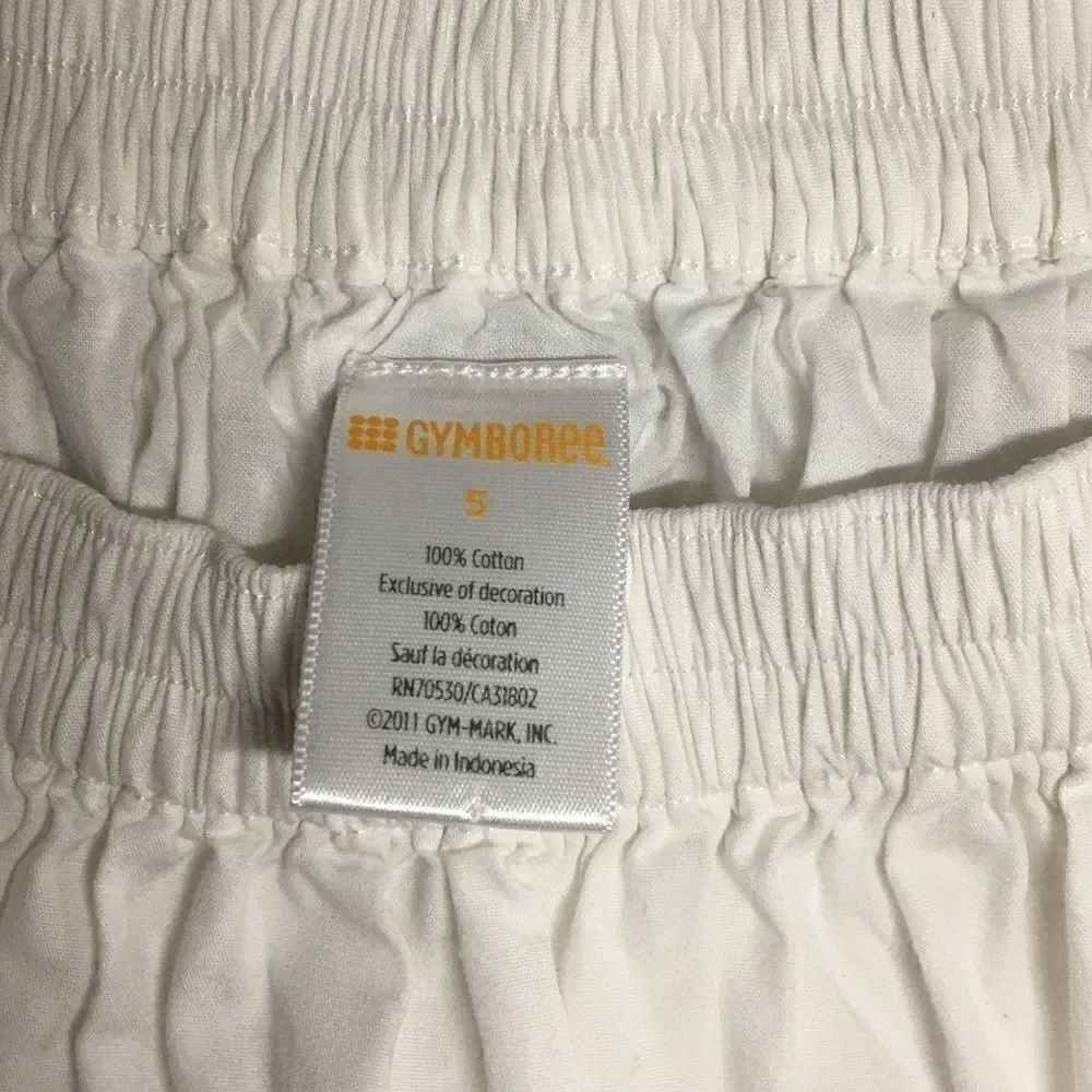 Gymboree size 5 white yellow blue trim elastic